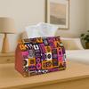 1pc African Tribal Tissue Box Organizer And Dispenser - Sturdy Tissue Holder with Purple And Orange Tribal Patterns, Durable Suitable for Home, Kitche