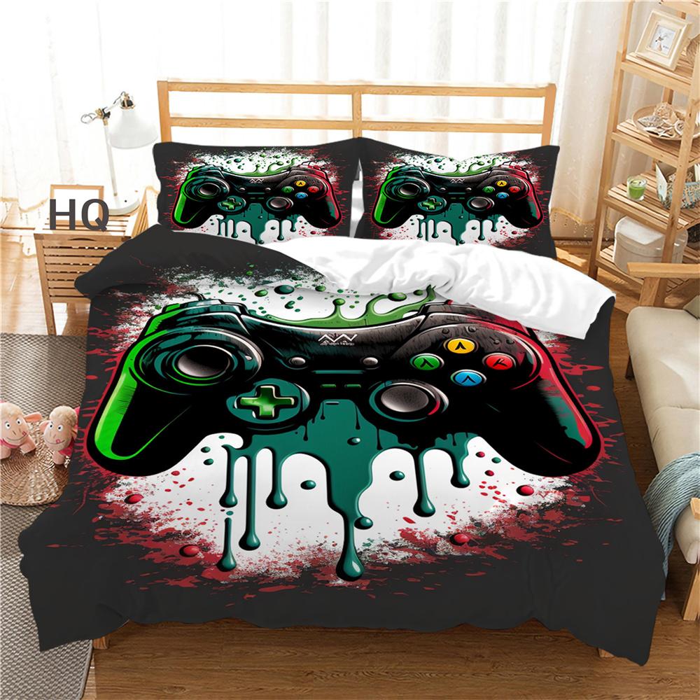 Zestaw pościeli z nadrukiem na konsolę do gier okładka podwójny rozmiar moda kreskówka fajne narzuty dla dzieci z mikrofibry dla nastolatków