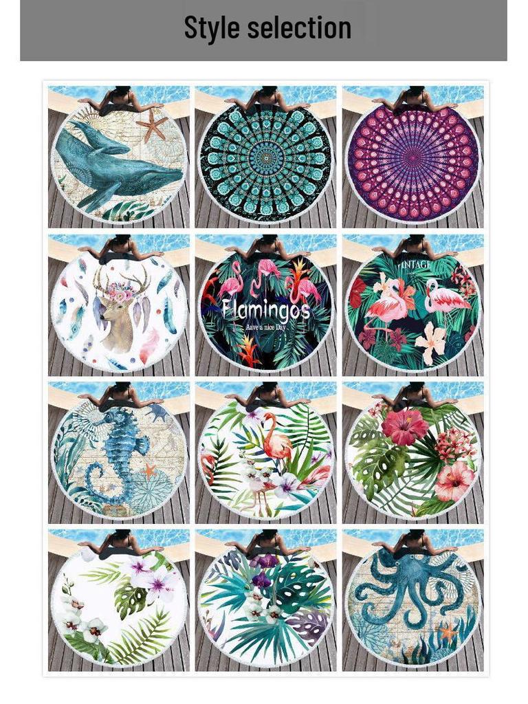 Mandala Pattern Microfiber Beach & Bath Towel - Luxurious Feel & Decorative Floor Mat