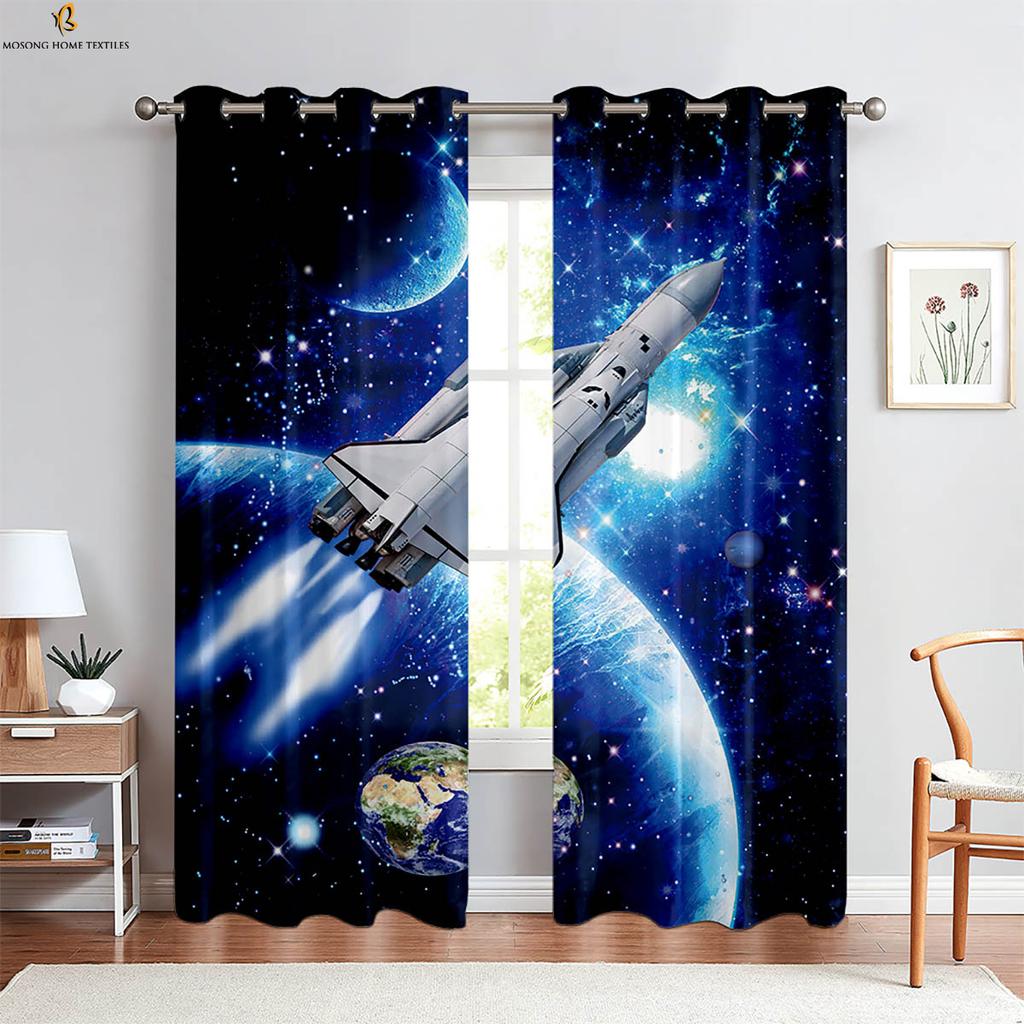 2-Pack Cosmic Starry Sky 3d Printed Curtains Bedroom Living Room Study Atmosphere Decoration Curtains Home Decoration