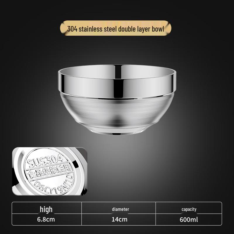 Shengjia 304 Stainless Steel Double-Layer Insulated Bowl 14cm