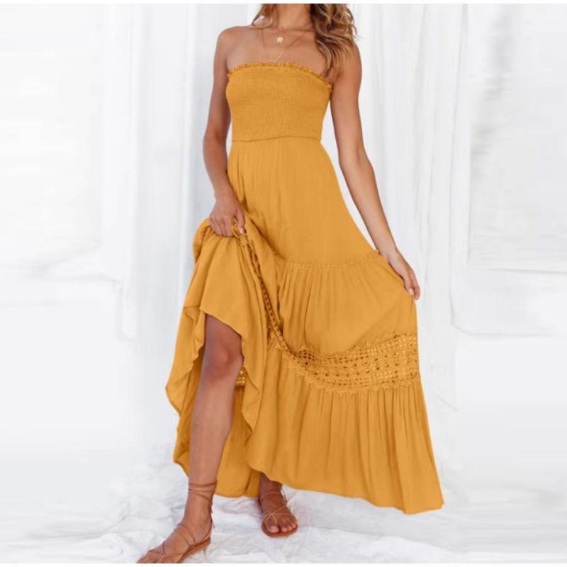 

Новое сексуальное черное платье без рукавов с открытыми плечами, топ-труба Yellow M