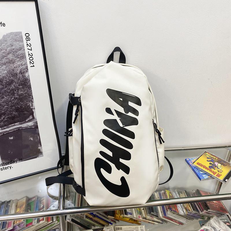 

Tide Men s Korean Style Trendy Large Capacity Backpack for High School and College Students No Pendant білий