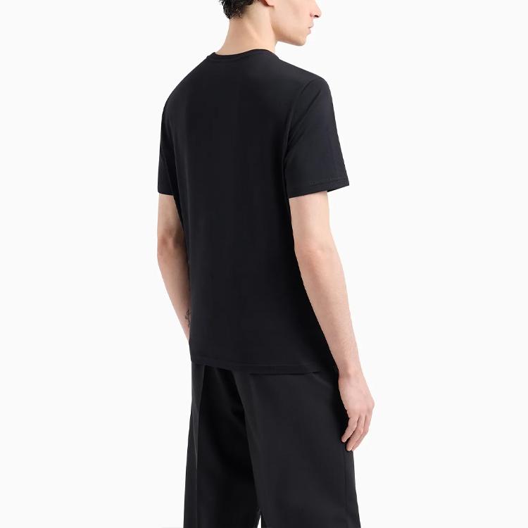 Emporio Armani SS24 Logo Plant Pattern Printed Crew Neck Casual Short Sleeve T-Shirt Men tops Black 3D1T6U-1J7FZ-10069