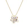 Gold Plated Stainless Steel Two-tone Daisy Pendant Snake Chain Necklace for Women