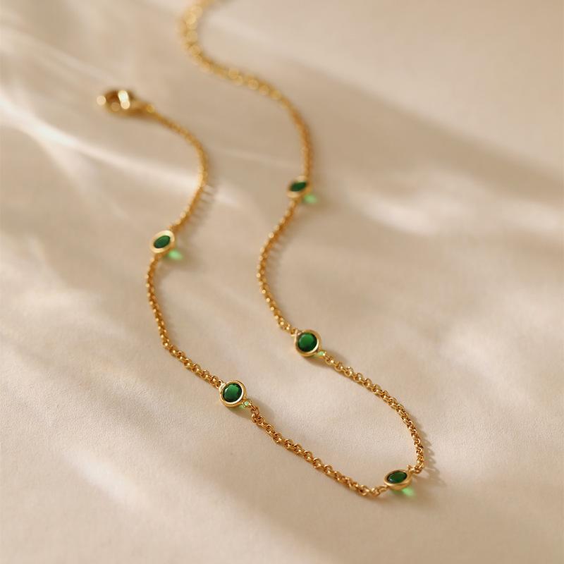 Women Delicate Thin Chain Zircon Anklet Color Retention Stackable Summer Foot Jewelry
