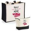 Tote Bag and Pouch Set - PLANETEE - Thank You Awesome Grandma - Jute &; Cotton - HD DTF Printing - Made In France