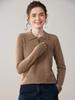 Women's Long-Sleeve Cashmere Half-Zip Polo Neck Sweater - Casual, Versatile, and Comfortable