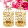 2 Pcs Bird Cage Candle Holder Vintage Exquisite Elegant Hollow Out Pattern Metal Candlestick for Party Decoration