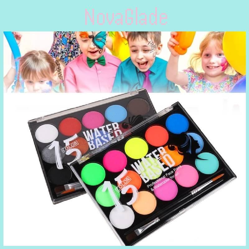 Vibrant 15 Color Face Paint Set For Kids Water-soluble Halloween Party Fun