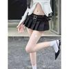 Korean Chic Double-Belt Black Pleated Mini Skirt - Low-Waist Anti-Exposure Style