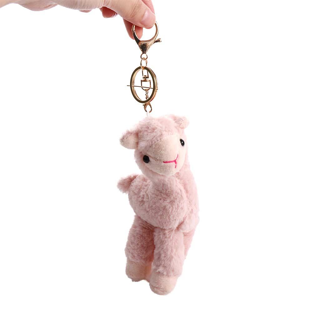 Backpack Accessory Plush Doll Pendant Handmade Key Trinket Sheep Key Ring Stuffed Toy Keychain Alpaca Keychain Animal Keyring