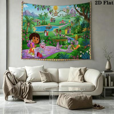 Explorer Dora Wall Tapestry Aesthetic Wall Hanging Printed Fabric Blanket Decorative Tapestries for Bedroom Living Room Home Decor