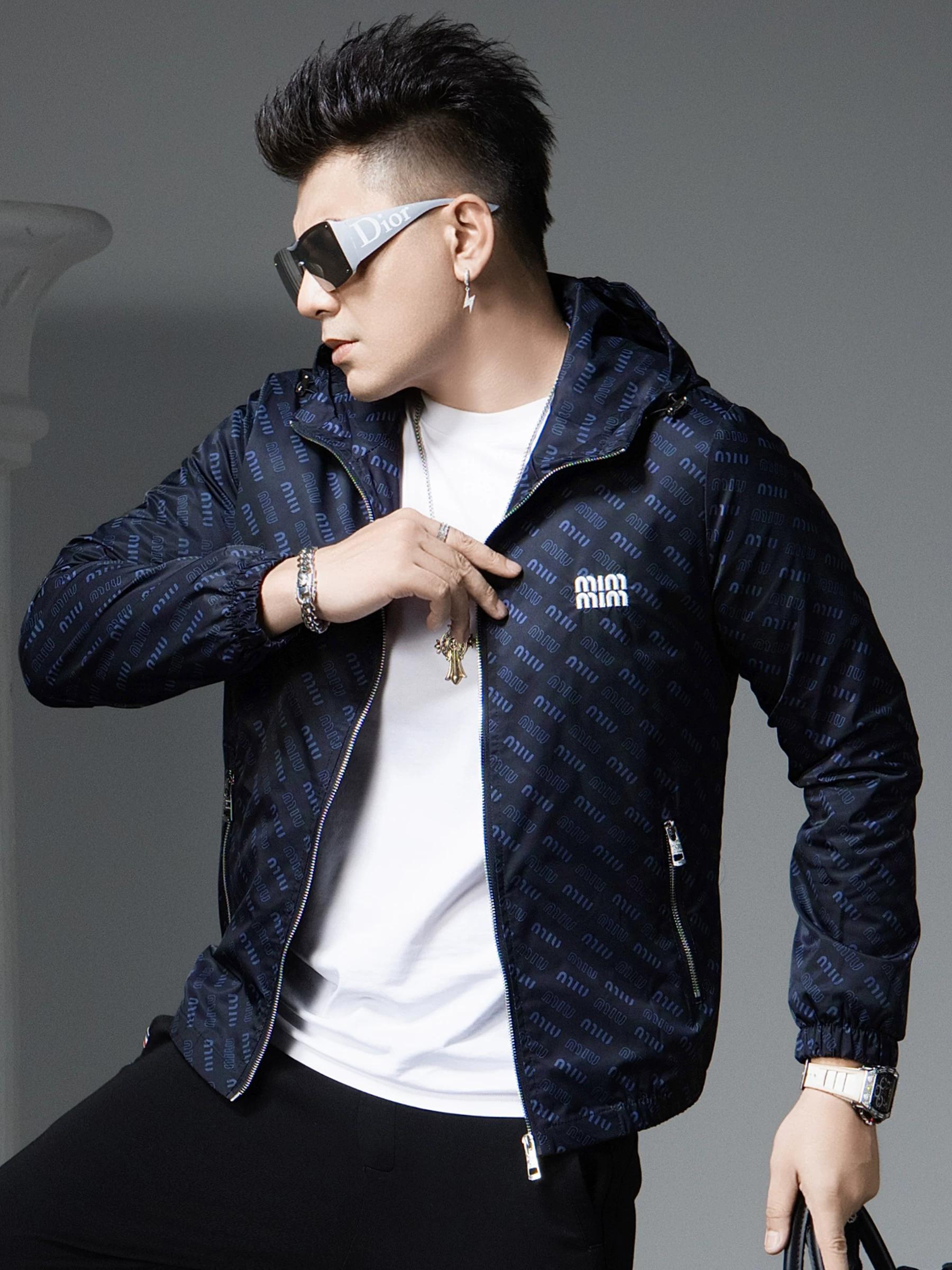 

European Autumn Fashion Letter Print Men s Hooded Jacket Trendy Brand Stylish Windproof Casual Jacket for Men M синий
