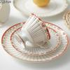 Classical Gold-plated Stripes Ceramic Cup&saucer Dining Table Coffee Cup Milk Mugs Afternoon Tea Teacup Fruit Juice Container