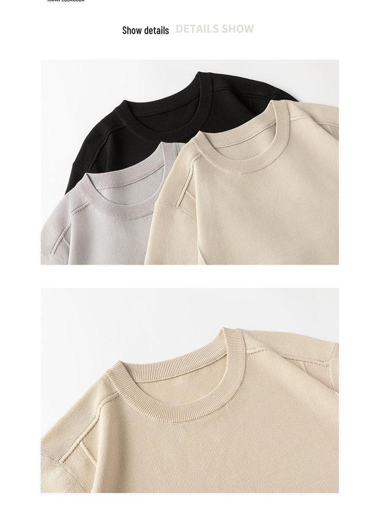2026 Japanese Style Men's Trendy Loose Knit Short Sleeve Summer Top