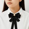 Black Memorial Black Bow Brooch Rhinestone Crystal Shirt Collar Pins New Bowtie Necktie  Women