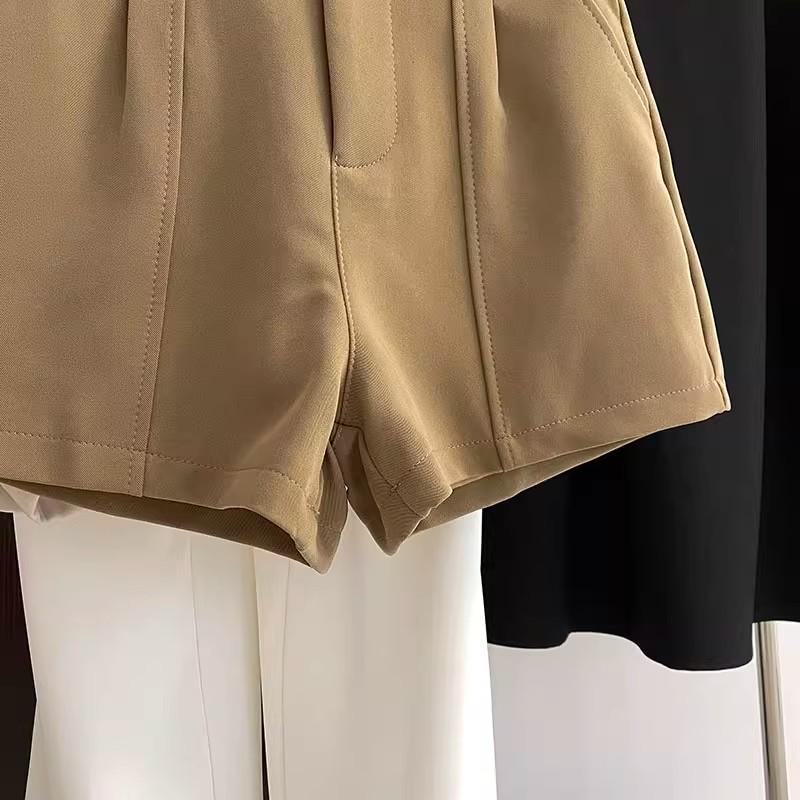 2025 Summer Korean Style Retro High-Waist A-Line Wide-Leg Women's Casual Shorts