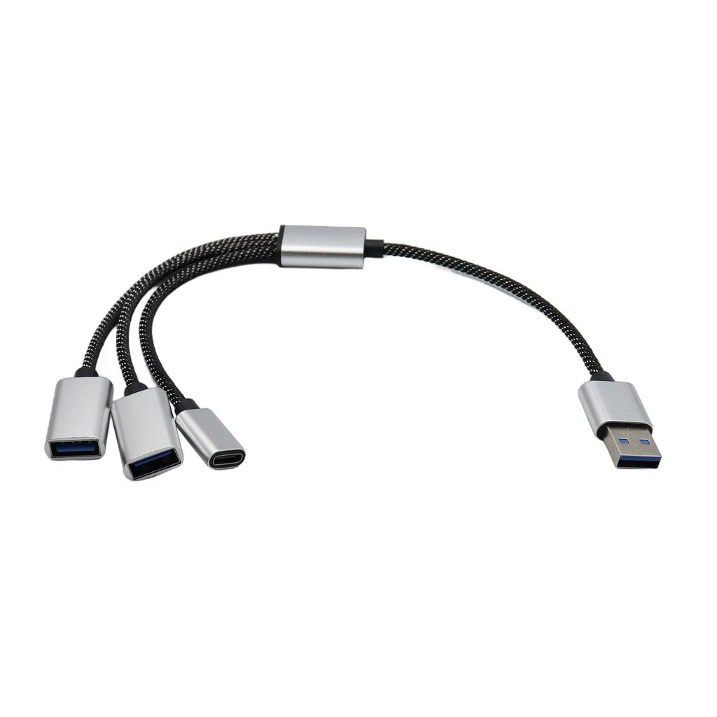 USB 2.0 Power Splitter Cable 1 Male To 2 Female Adapter with USB C for Charging and Data Sync For Laptop Computer
