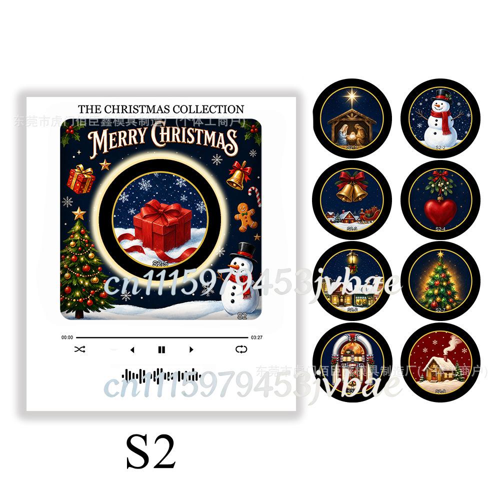 2026 Christmas Music Box Refrigerator Magnet Ambient Night Light Acrylic Music Player With 9 Replaceable Discs Fridge Ornament
