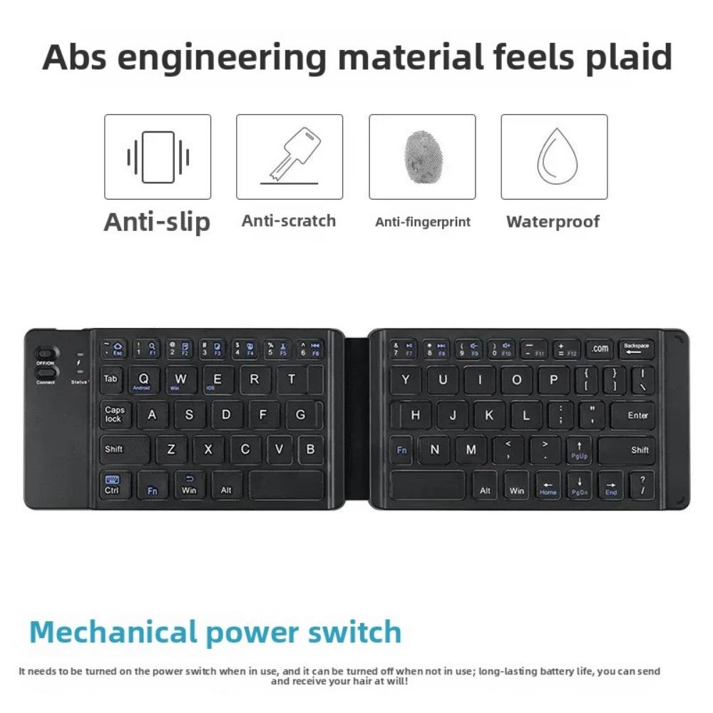 Dual Fold Bluetooth Wireless Keyboard for iPad Phone Tablet Portable Silent Mini Rechargeable