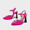 Women 'S Summer Pointed Toe Rosyred Pearls Decoration Plus Size Shoes Ankle Strap High Heels Elegant Great Quality Pumps