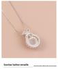 Exquisite S925 Sterling Silver Bowknot & Diamond Necklace with White Chalcedony