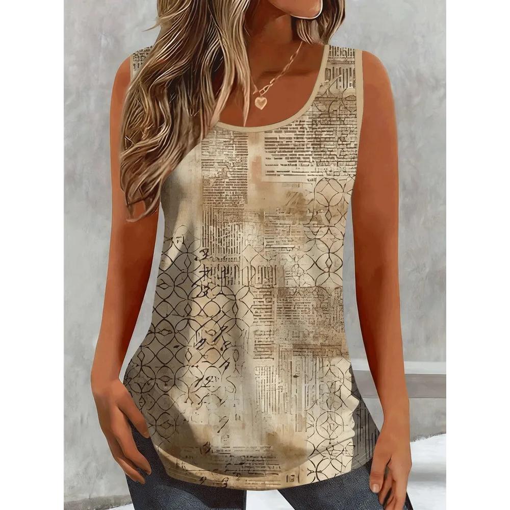 Fashion Women's Flower Printed T-Shirt Casual Loose Sleeveless Top Comfortable Camis Tank Tops