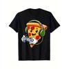European Sizes Children Boys' Funny Pizza Gamer Graphic T-Shirt - Casual Short Sleeve Tee with Colorful Pizza Headphones Design, Breathable