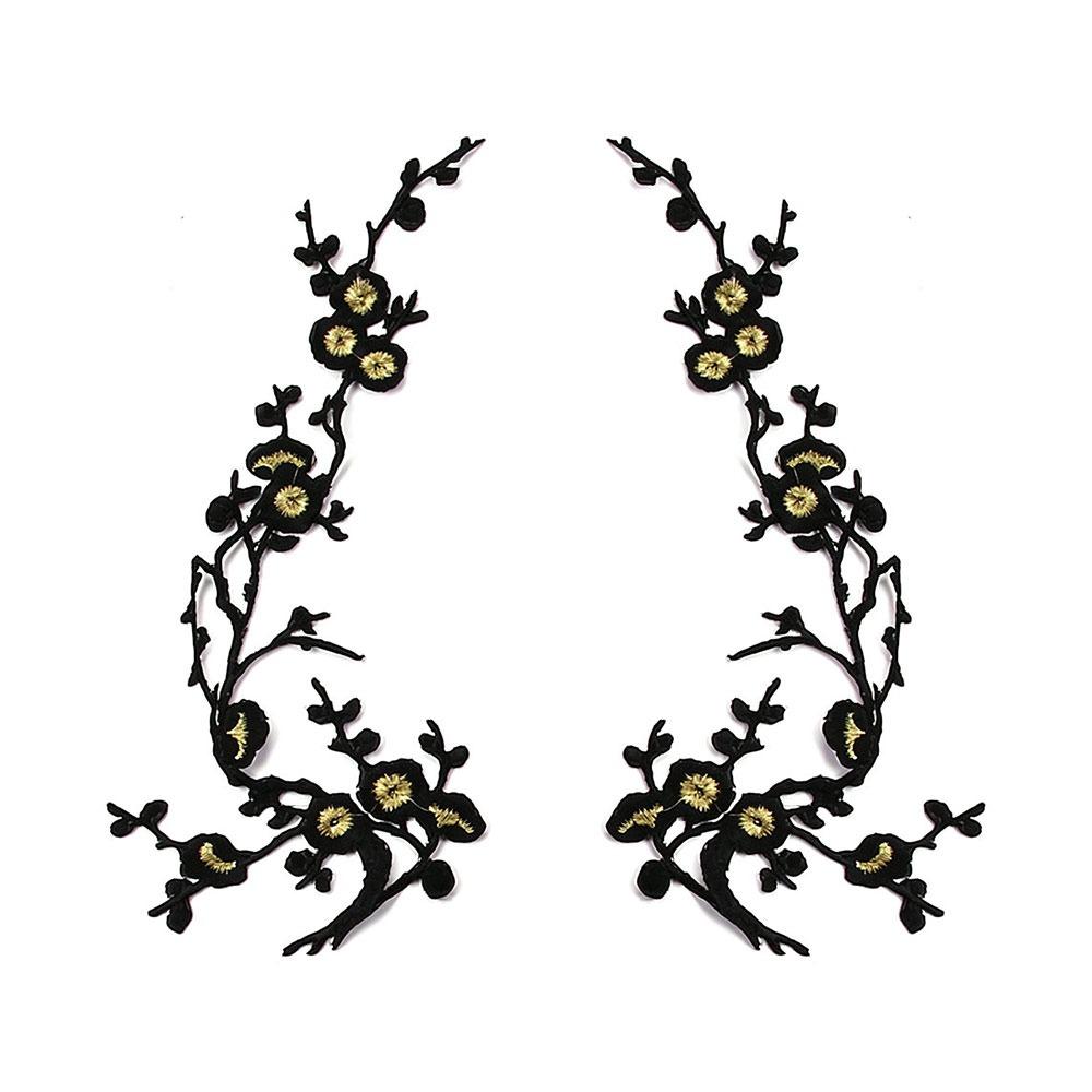 Hot Melt Adhesive Cherry Blossom Iron On Patches DIY Branch Embroidery Applique Clothing Repair