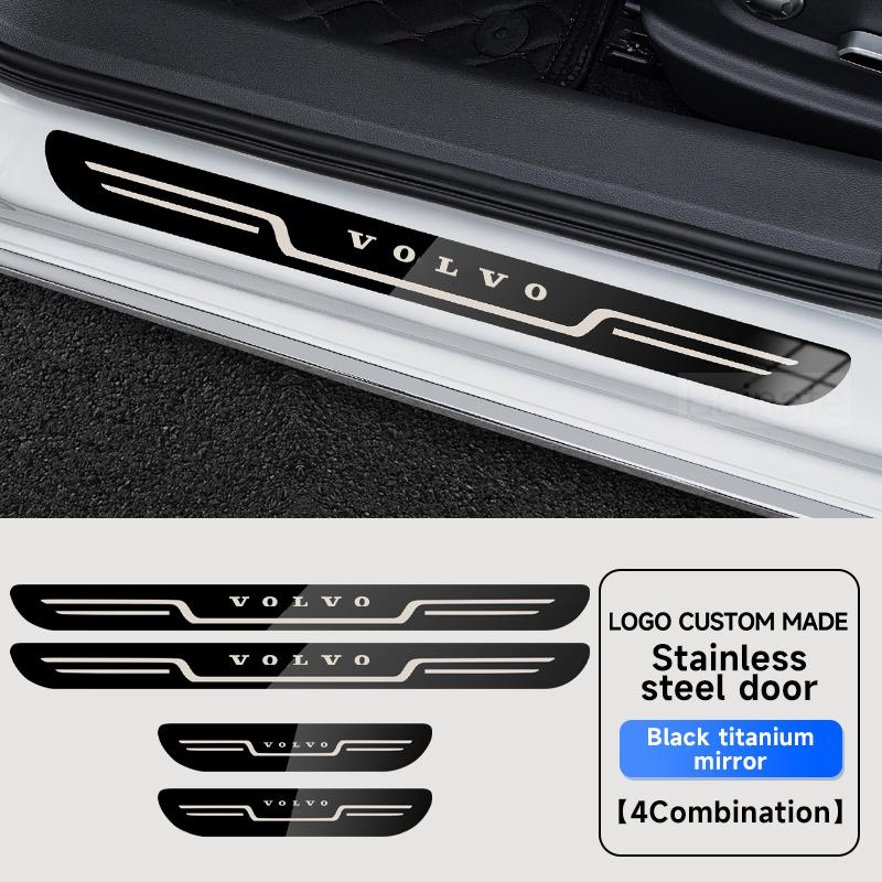 Car Stainless Steel Door Sill Scuff Plate For VOLVO XC60 XC90 S60 S90 V60 V90 EX30, Carbon Fiber Threshold Protective Sticker