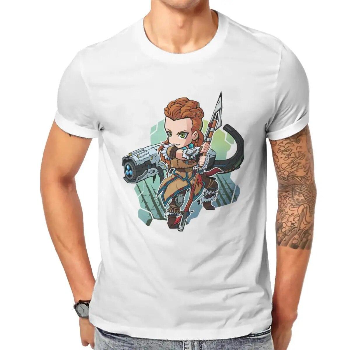 

Horizon Zero Dawn Экшн-игра, милая футболка из сплава, винтажная летняя графика с рисунком, хлопковые футболки унисекс большого размера, футболка в стиле Харадзюку с круглым вырезом 3XL