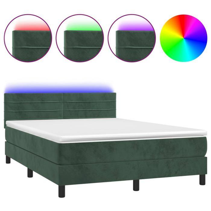 VidaXL Sommier à Lattes de Lit avec Matelas et LED, Lit Rembourré, Lit Double, Lit Adulte de Chambre à Coucher Intérieur, 3134468
