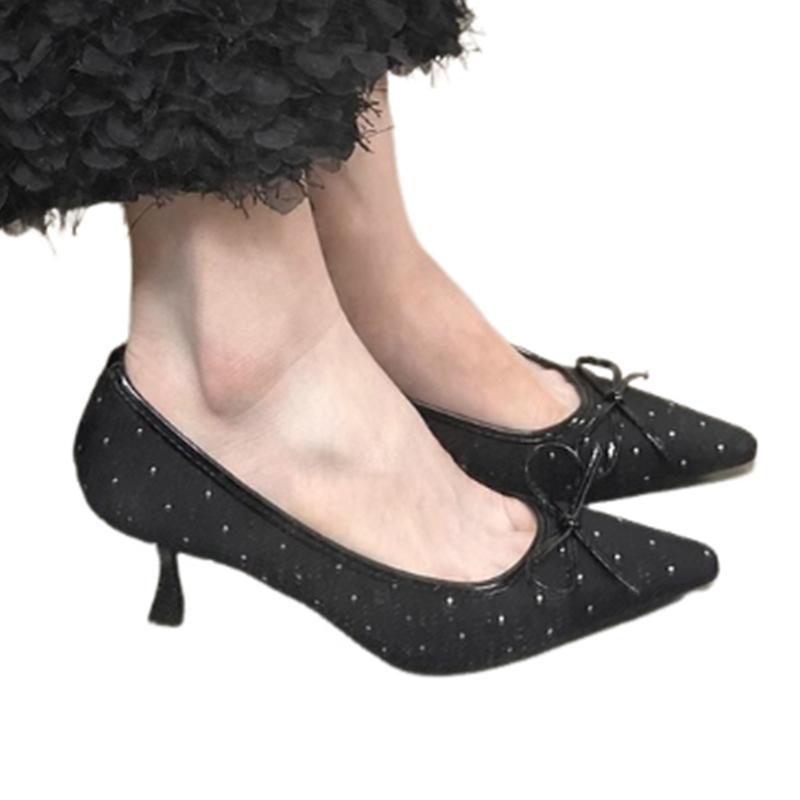 Fashion Bow Women Shoes Designer High Heels Sandals Pointed Toe Woman Loafers Shoes Summer 2025 Fashion Brand Shallow Zapatos De Mujer