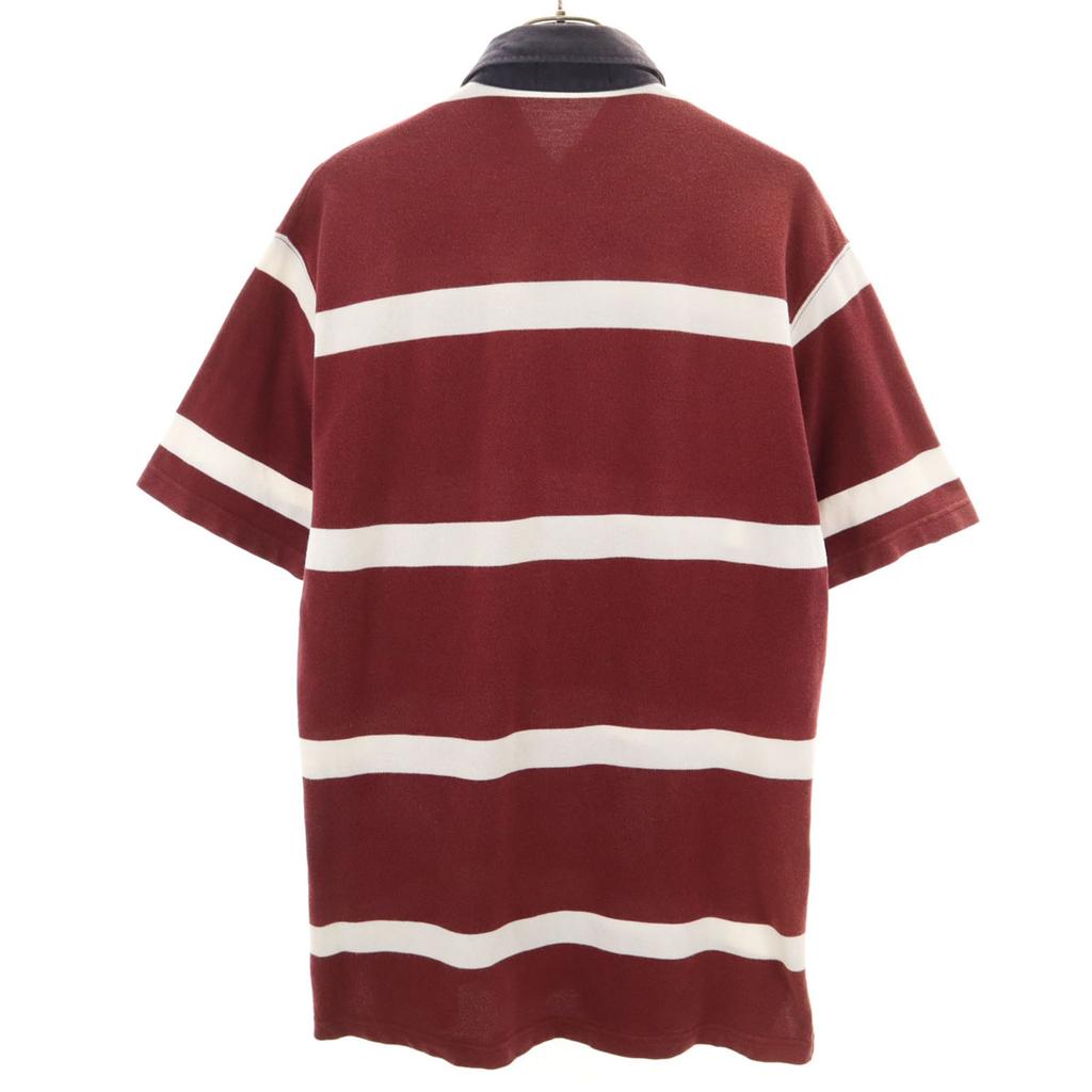 Chaps Border Pattern Short Sleeve Polo Shirt LL Bordeaux Kanoko Hiyoku Men's Used