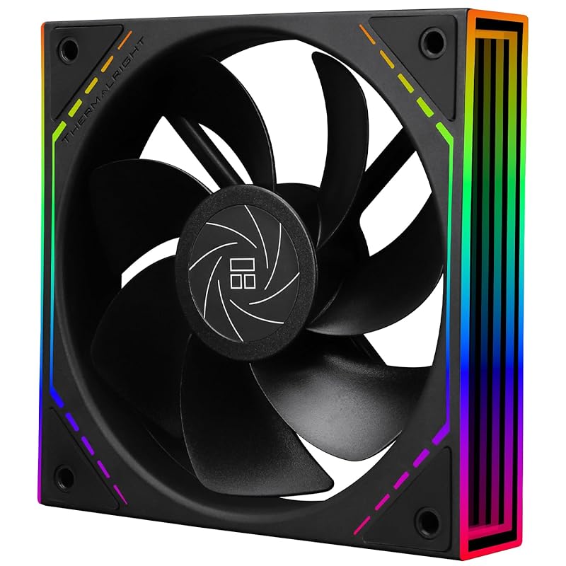 Thermalright TL-M12R 120mm ARGB CPU Fan, with 1500RPM Speed, Black Computer Case Cooling, Quiet 4pin PWM PC Inverted Fan, CPU Cooler,ARGB Light