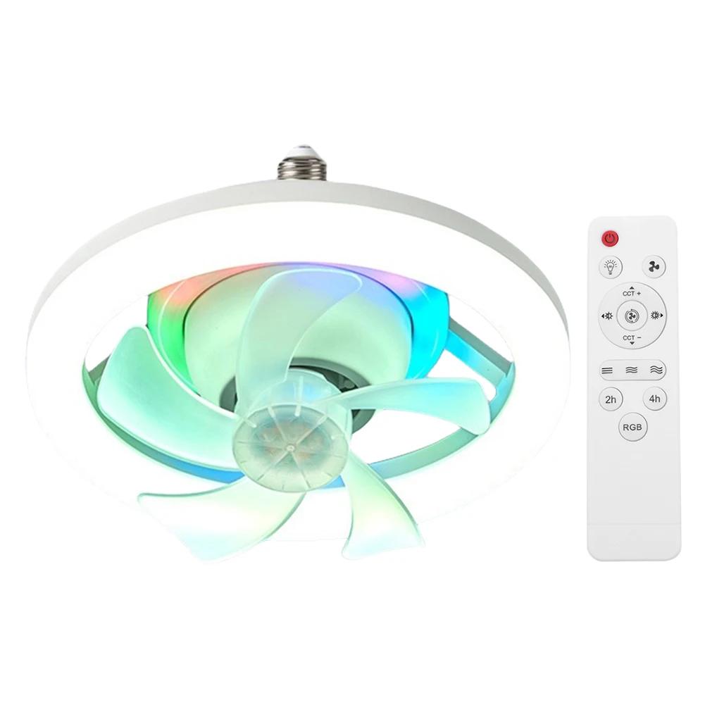 

360° Rotatable Ceiling Fan Light 3 Colors/RGB E27 Lamp With Remote Control Timer For Bedroom Living Room Lighting 110V 110V