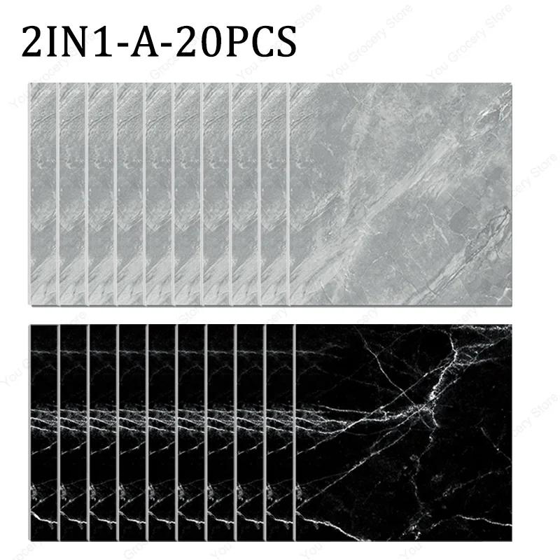 30×30cm Thickened Self-adhesive Decor Wall Sticker Marble Tile Floor Sticker PVC Waterproof Toilet Kitchen Home Floor