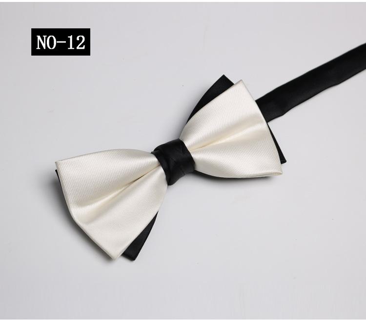 Solid Color Bow Tie Men, Two-Color Color Matching Polyester Black Burgundy Suit Banquet Best Man Bow