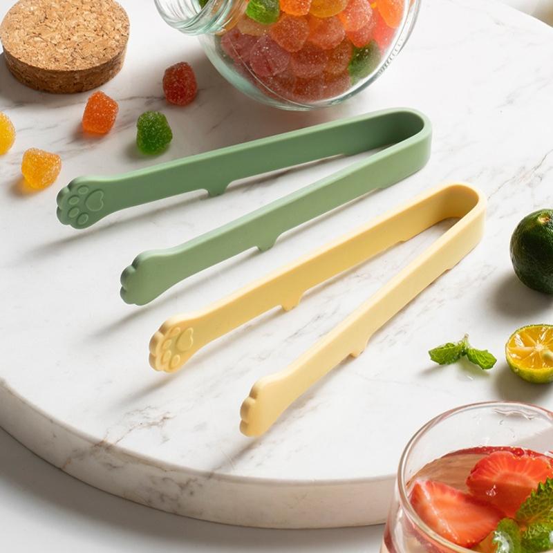 Creative Japanese Cat Paw Shape Silicone Mini Snack Food Tongs Non-Slip Handles Bbq Bread Ice Cube Clip Kitchen Accessories