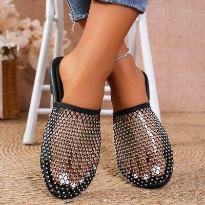 Fashion Women's Slippers Summer New Bottom Round Head Net Round Head Half Drag Casual Comfortable Lightweight Soft Soled Sandals