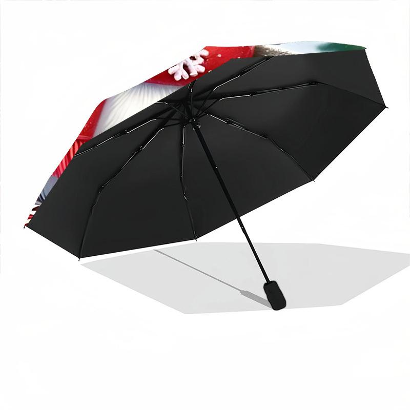 1pc Penguin Ice Skating Christmas Automatic Folding Umbrella,Lightweight Retractable Compact Travel Umbrella,8-Rib Sturdy Frame, Fine Outdoor Umbrella
