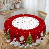 Christmas Tablecloth, Santa Snowman Christmas Tree Print, Waterproof And Oil-Proof Tablecloth, Round Table Square Tablecloth