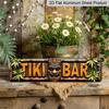 2D Flat -15.7×3.94inch-Dimensional Aluminium Decorative Sign Designed with A Tropical Theme, Incorporating Tiki for Bar Motifs and Leaf Patterns