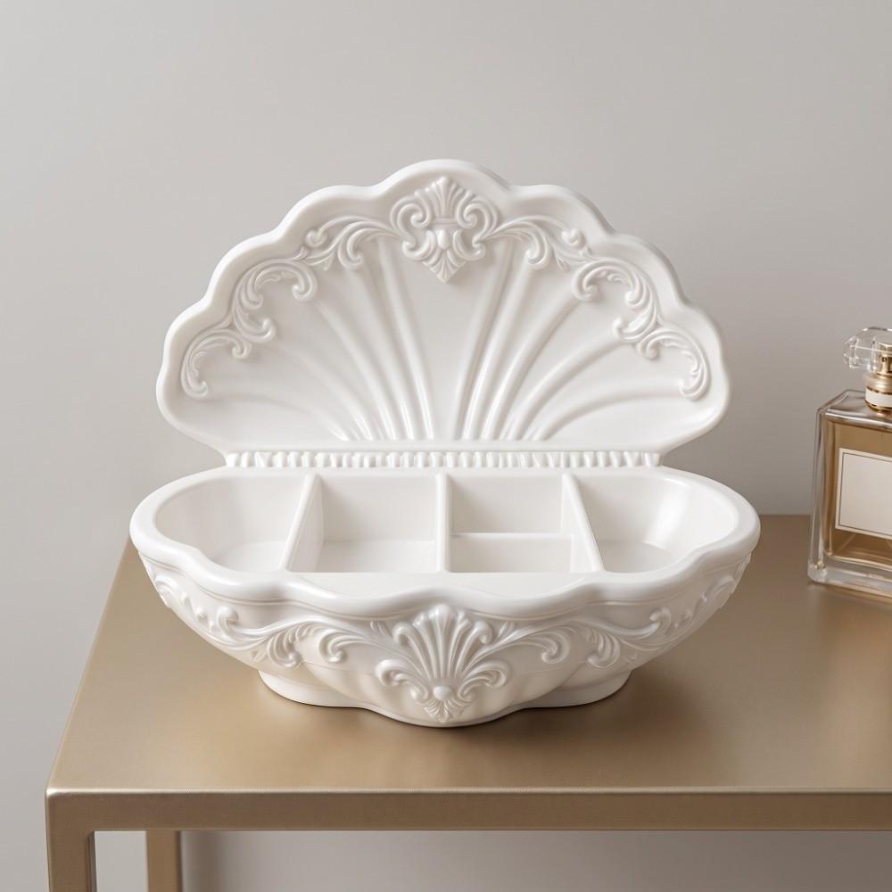 Vintage Shell-Shaped Jewelry Tray 3D Printed Desktop Storage Box Decorative Gift Box Table Decor