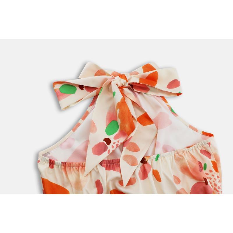 Women's Sexy Standing Neck Sleeveless Printed Dresses Midi Dresses