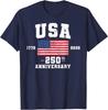 4th of July America US Flag Patriotic 250th Anniversary USA T-Shirt
