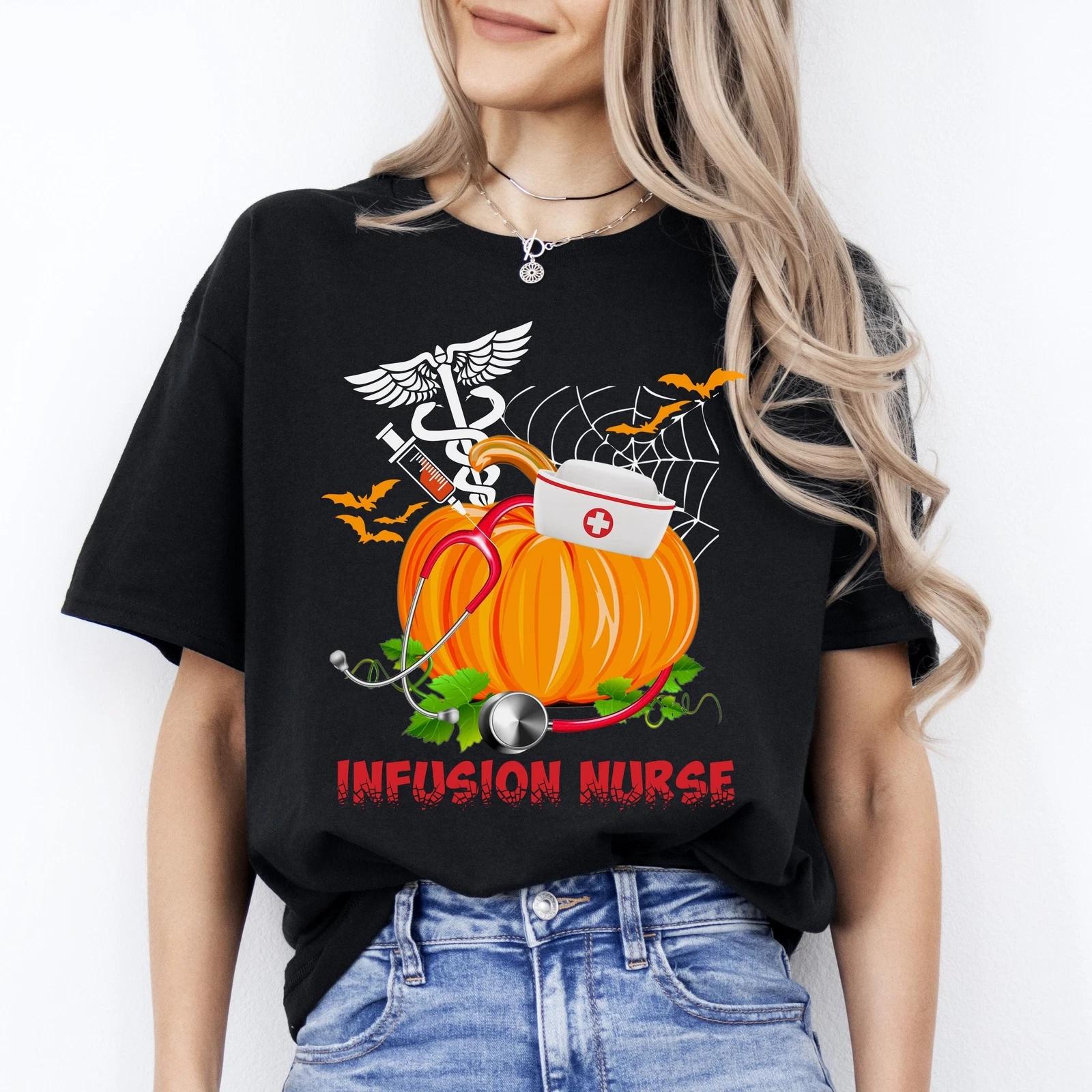 Infusion nurse Halloween Unisex T-Shirt Scary Spooky IV Therapy Oncology nurse t XL
