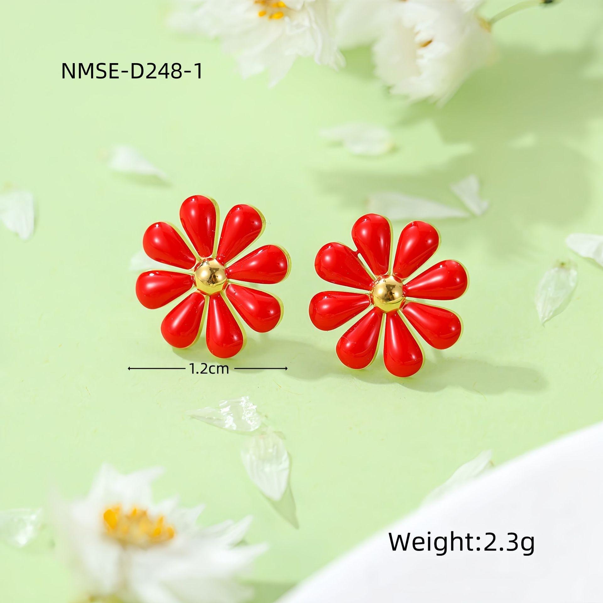 GEMCHIC Women s Daisy Flower Enamel Stainless Steel Stud Earrings