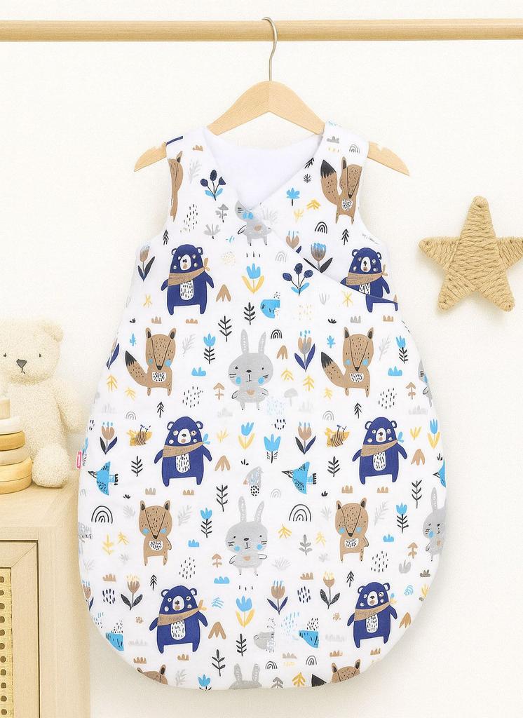 Cotton Sleeping Bag for Children 3-12 Mcy Tog 2.5 Year-Round Insulated - Navy Blue Teddy Bears